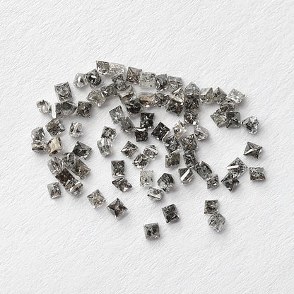 0.95 CT Princess Cut Salt and Pepper Diamond Lot, Natural Gray Black Loose Diamonds, 78 Pcs Earth Mined Diamonds for Jewelry Making