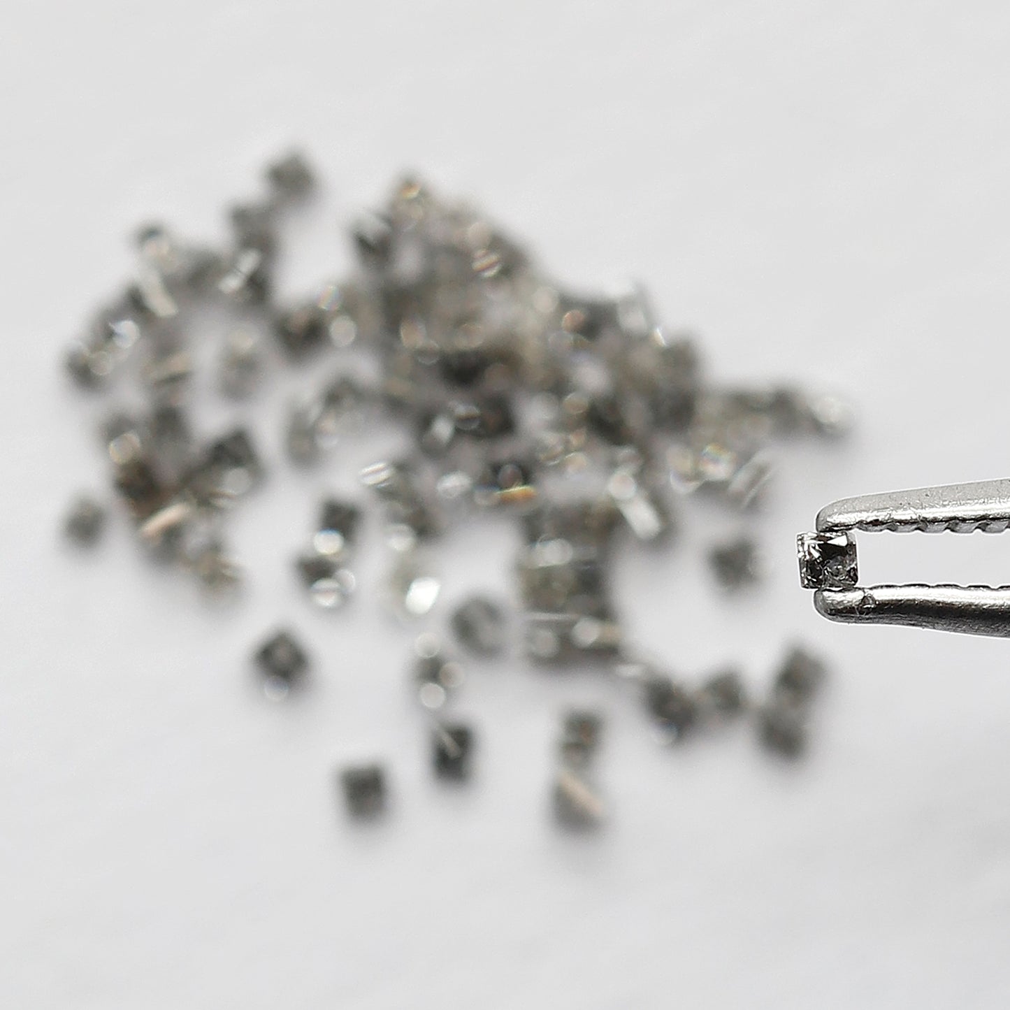 0.95 CT Princess Cut Salt and Pepper Diamond Lot, Natural Gray Black Loose Diamonds, 78 Pcs Earth Mined Diamonds for Jewelry Making