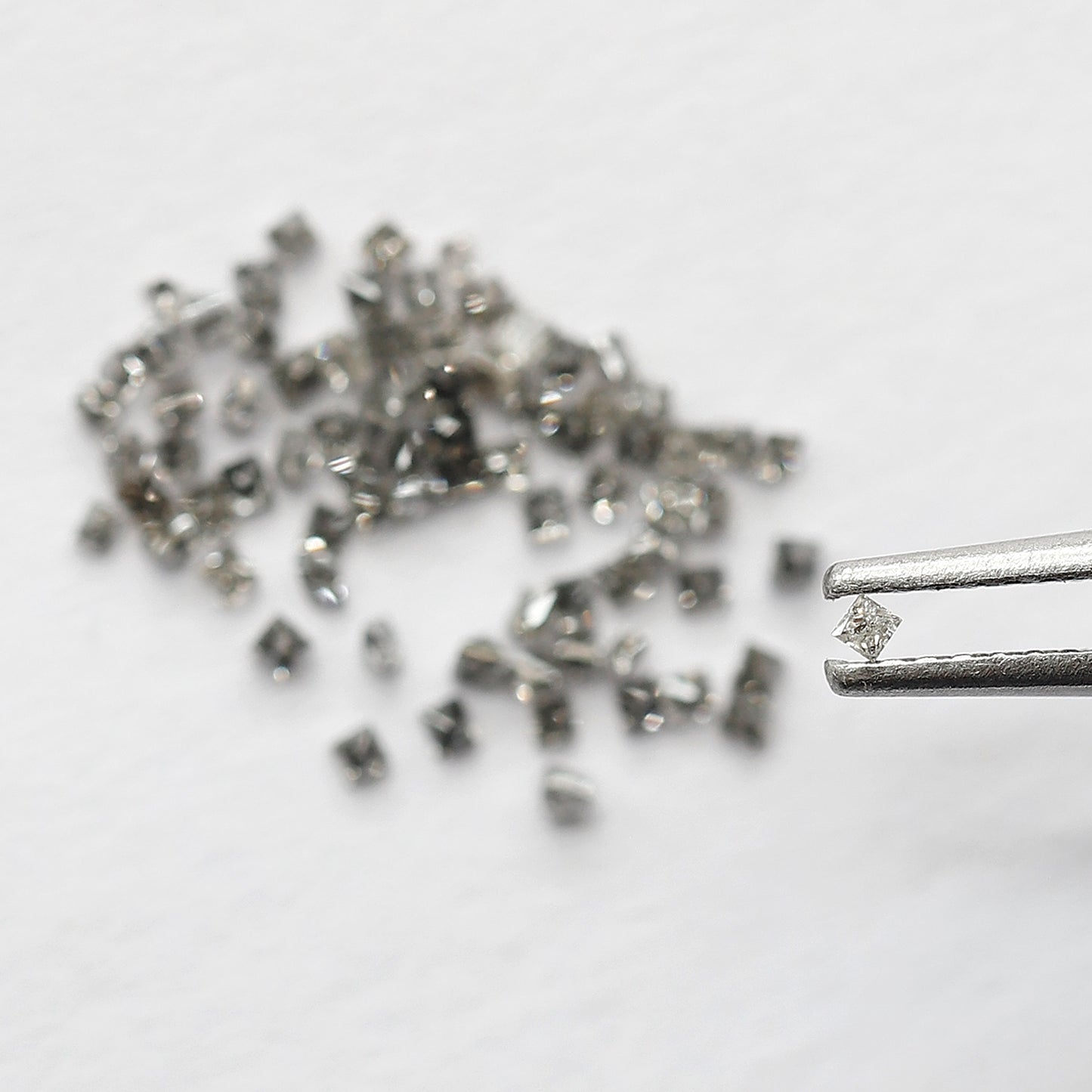 0.95 CT Princess Cut Salt and Pepper Diamond Lot, Natural Gray Black Loose Diamonds, 78 Pcs Earth Mined Diamonds for Jewelry Making