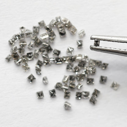 0.95 CT Princess Cut Salt and Pepper Diamond Lot, Natural Gray Black Loose Diamonds, 78 Pcs Earth Mined Diamonds for Jewelry Making