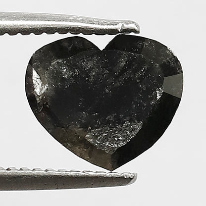 1.50 Ct Heart Shape Salt and pepper Diamond 6 MM Grey Black Color Natural loose Diamond