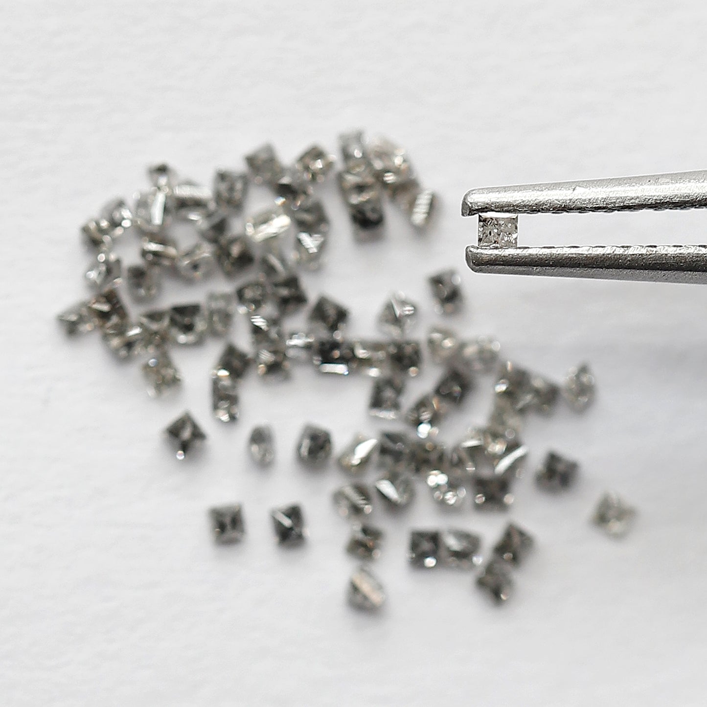 0.95 CT Princess Cut Salt and Pepper Diamond Lot, Natural Gray Black Loose Diamonds, 78 Pcs Earth Mined Diamonds for Jewelry Making