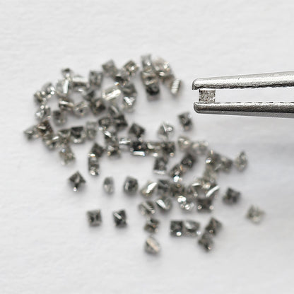 0.95 CT Princess Cut Salt and Pepper Diamond Lot, Natural Gray Black Loose Diamonds, 78 Pcs Earth Mined Diamonds for Jewelry Making