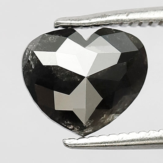 1.50 Ct Heart Shape Salt and pepper Diamond 6 MM Grey Black Color Natural loose Diamond