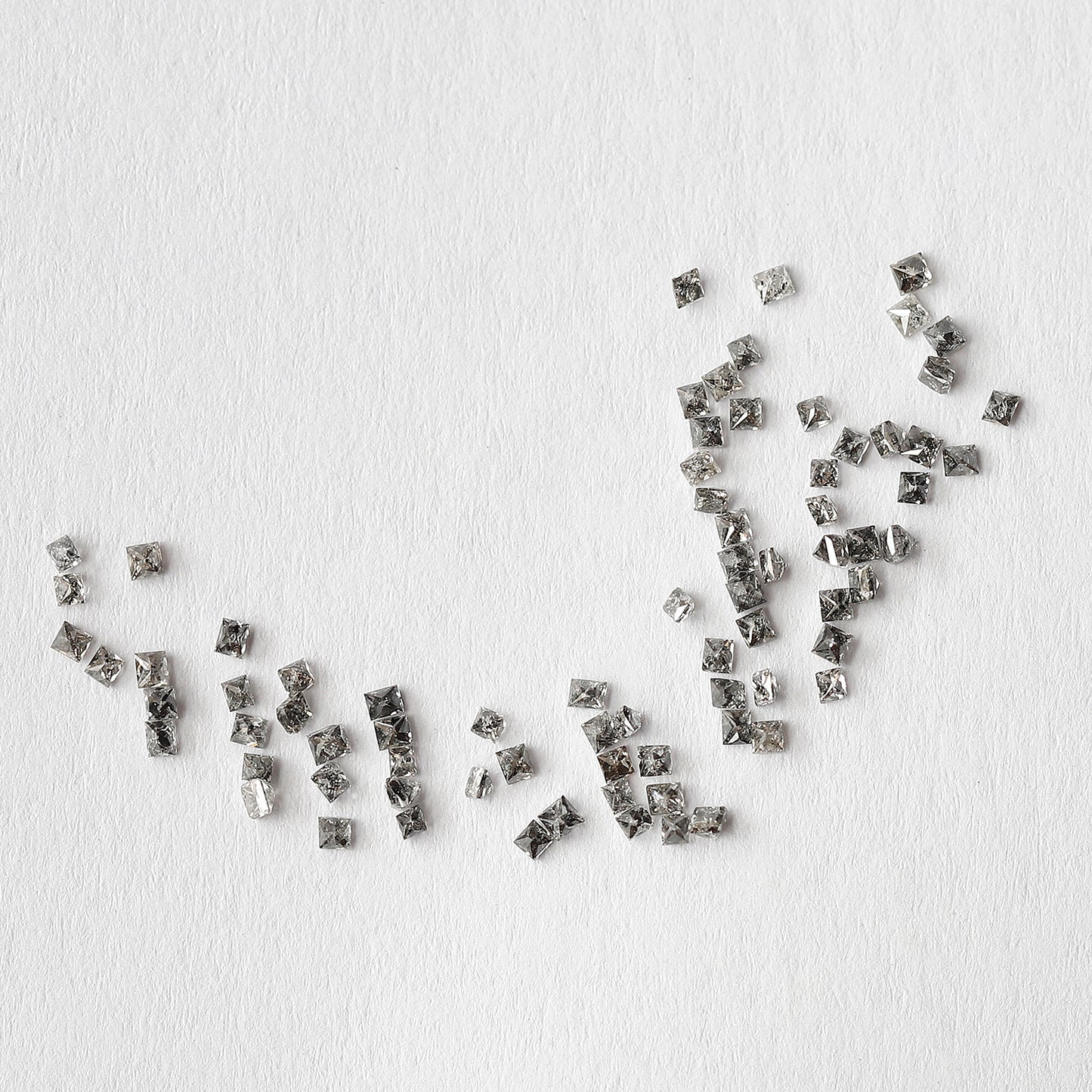 0.95 CT Princess Cut Salt and Pepper Diamond Lot, Natural Gray Black Loose Diamonds, 78 Pcs Earth Mined Diamonds for Jewelry Making