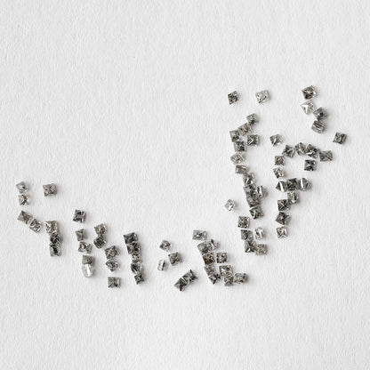 0.95 CT Princess Cut Salt and Pepper Diamond Lot, Natural Gray Black Loose Diamonds, 78 Pcs Earth Mined Diamonds for Jewelry Making