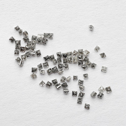 0.95 CT Princess Cut Salt and Pepper Diamond Lot, Natural Gray Black Loose Diamonds, 78 Pcs Earth Mined Diamonds for Jewelry Making