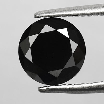 1.72 CT Round Brilliant Cut Black Diamond, Natural Treated Loose Conflict Free Diamond for Bridal Ring