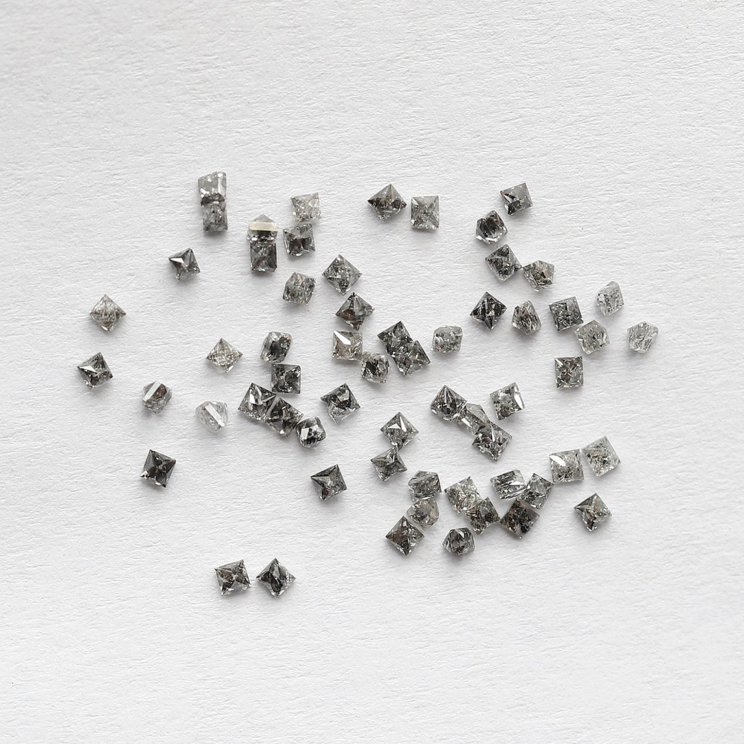 Natural 1.03 Carat Salt and Pepper Diamond Lot Princess Cut, Gray Black 61 Pcs Loose Earth Mined Jewelry Stones