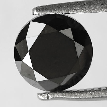 1.72 CT Round Brilliant Cut Black Diamond, Natural Treated Loose Conflict Free Diamond for Bridal Ring