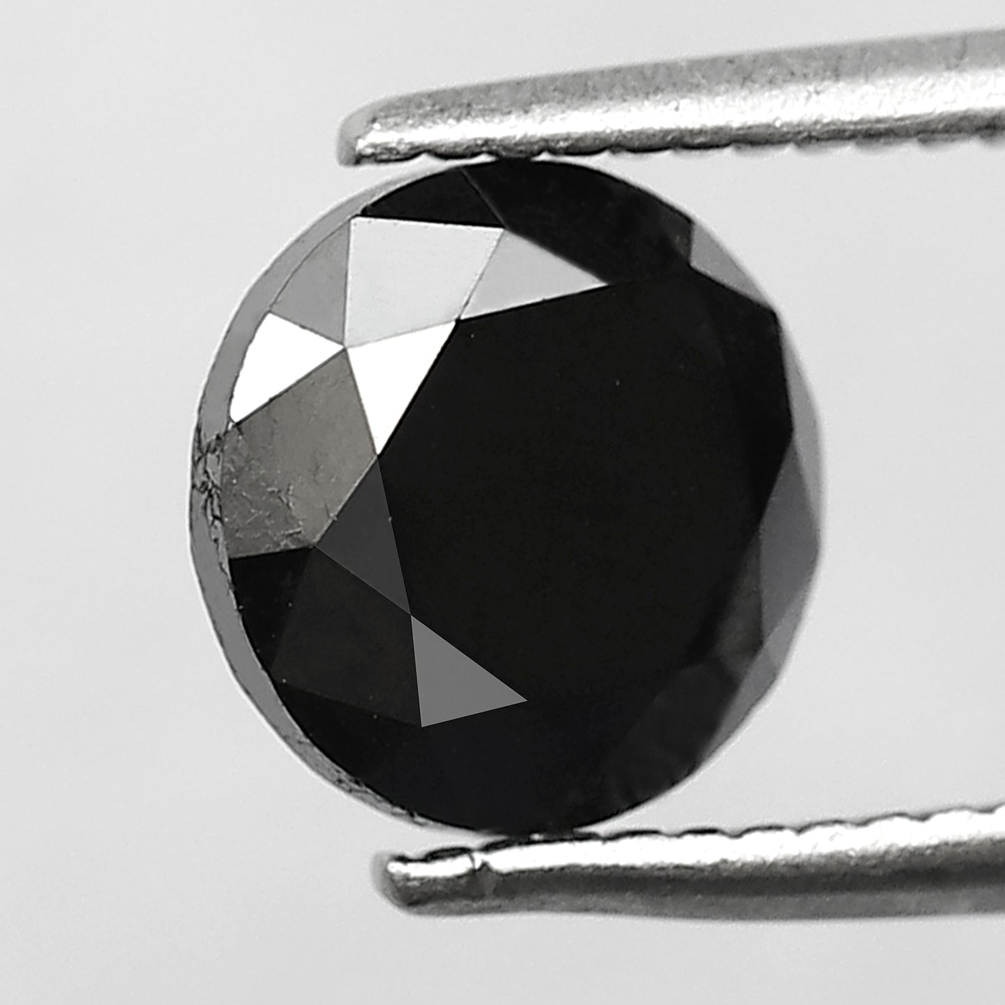 1.72 CT Round Brilliant Cut Black Diamond, Natural Treated Loose Conflict Free Diamond for Bridal Ring