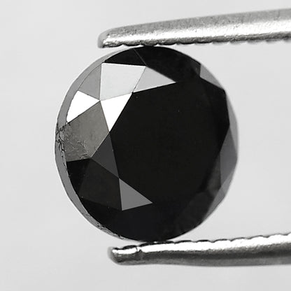 1.72 CT Round Brilliant Cut Black Diamond, Natural Treated Loose Conflict Free Diamond for Bridal Ring