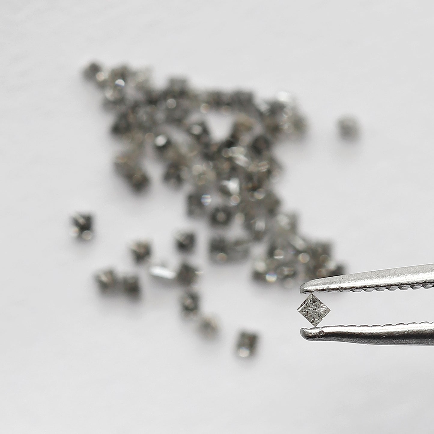 Natural 1.03 Carat Salt and Pepper Diamond Lot Princess Cut, Gray Black 61 Pcs Loose Earth Mined Jewelry Stones