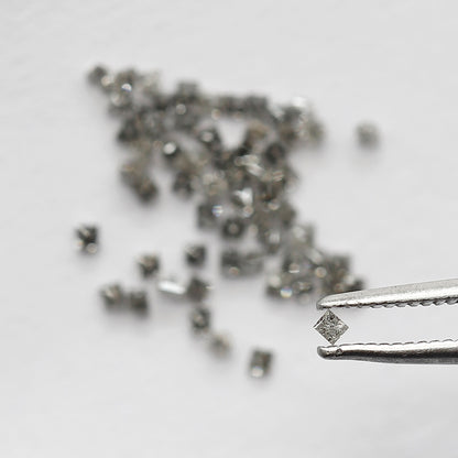 Natural 1.03 Carat Salt and Pepper Diamond Lot Princess Cut, Gray Black 61 Pcs Loose Earth Mined Jewelry Stones