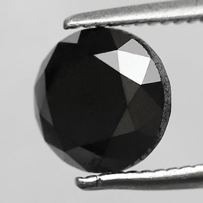 1.72 CT Round Brilliant Cut Black Diamond, Natural Treated Loose Conflict Free Diamond for Bridal Ring