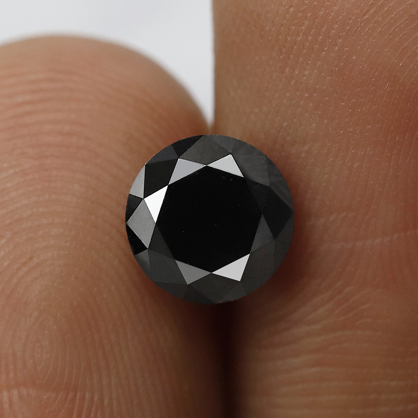 1.72 CT Round Brilliant Cut Black Diamond, Natural Treated Loose Conflict Free Diamond for Bridal Ring