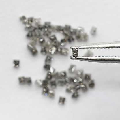 Natural 1.03 Carat Salt and Pepper Diamond Lot Princess Cut, Gray Black 61 Pcs Loose Earth Mined Jewelry Stones