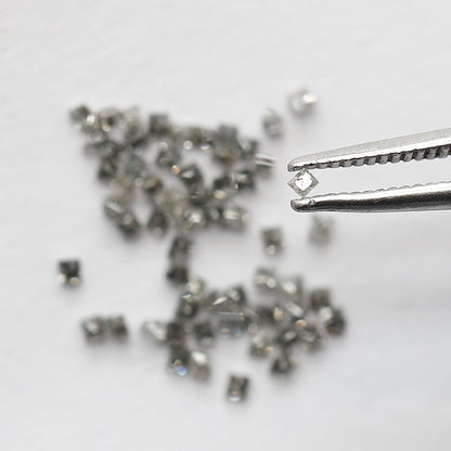 Natural 1.03 Carat Salt and Pepper Diamond Lot Princess Cut, Gray Black 61 Pcs Loose Earth Mined Jewelry Stones