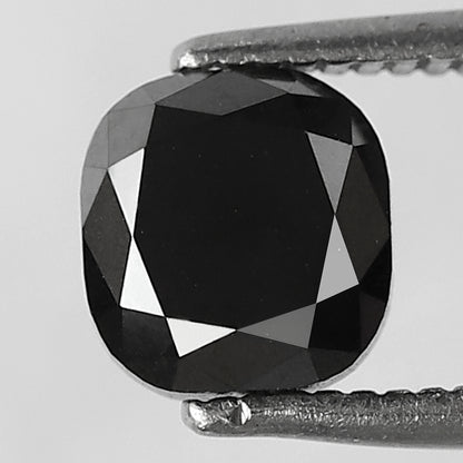 1.55 CT Loose Black Cushion cut Diamond, Natural Treated Ethical Stone for Engagement Ring Making