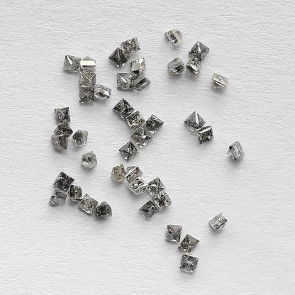 Princess Cut Salt and Pepper Diamond Lot 0.82 CT, Natural Gray Black 43 Pcs Loose Diamonds, Raw Earth Mined Stones for Jewelry