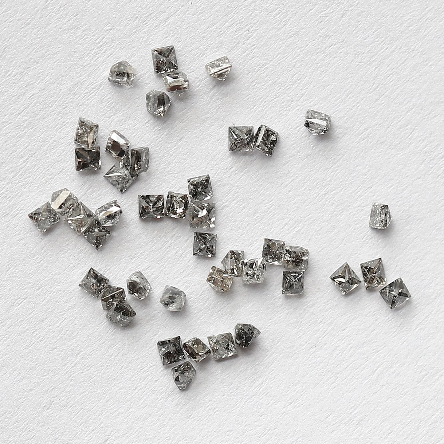 Princess Cut Salt and Pepper Diamond Lot 0.82 CT, Natural Gray Black 43 Pcs Loose Diamonds, Raw Earth Mined Stones for Jewelry