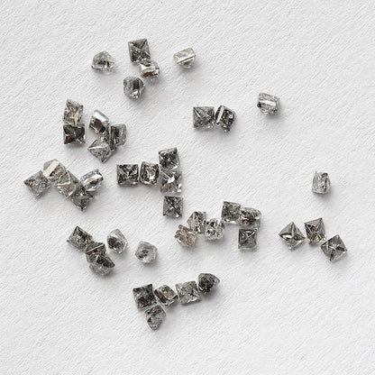 Princess Cut Salt and Pepper Diamond Lot 0.82 CT, Natural Gray Black 43 Pcs Loose Diamonds, Raw Earth Mined Stones for Jewelry