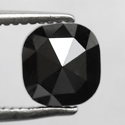 1.55 CT Loose Black Cushion cut Diamond, Natural Treated Ethical Stone for Engagement Ring Making