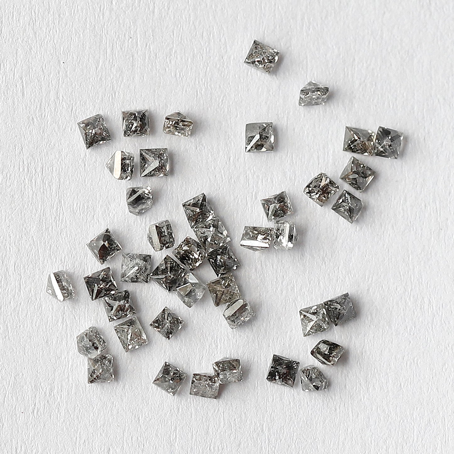 Princess Cut Salt and Pepper Diamond Lot 0.82 CT, Natural Gray Black 43 Pcs Loose Diamonds, Raw Earth Mined Stones for Jewelry