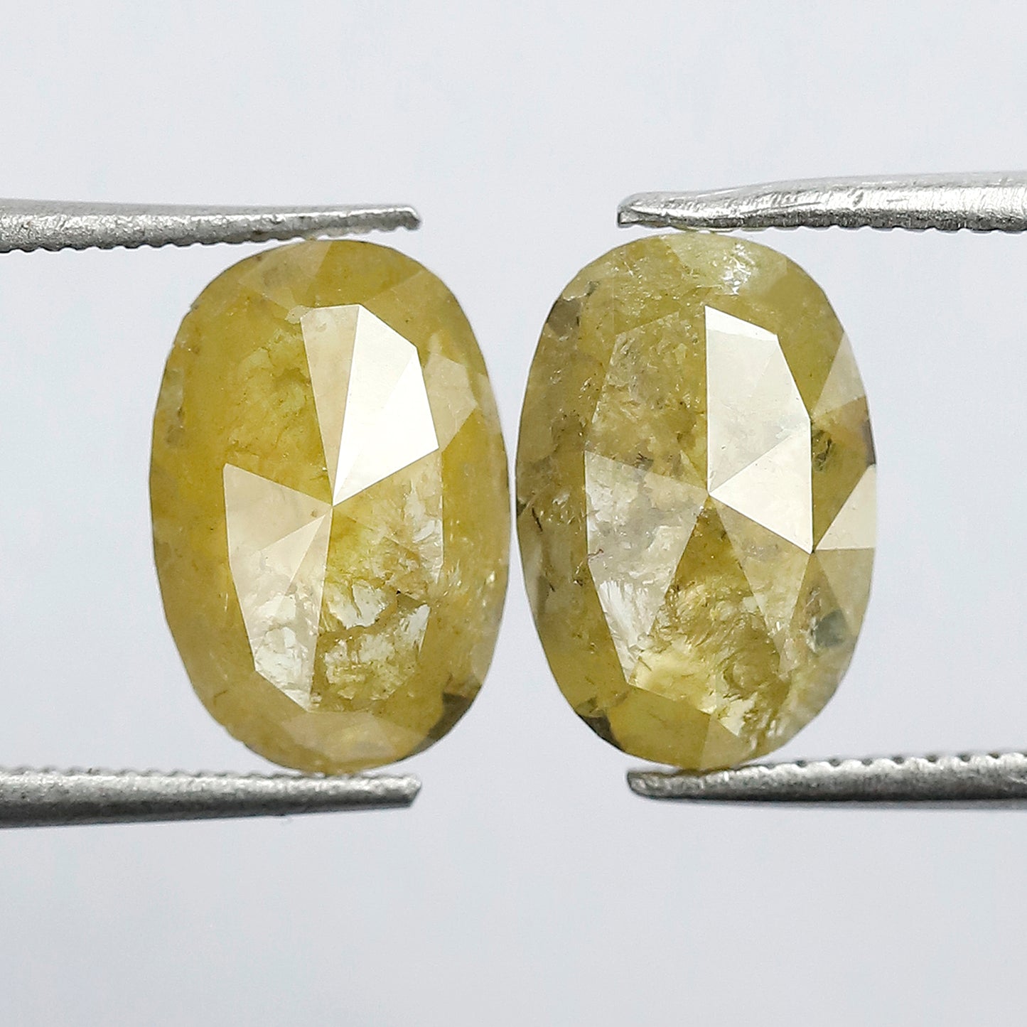 3.26 CT Oval Loose Diamond Pair, Natural Yellowish Earth Mined Rustic Diamonds For Jewelry