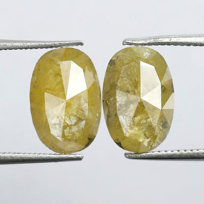 3.26 CT Oval Loose Diamond Pair, Natural Yellowish Earth Mined Rustic Diamonds For Jewelry