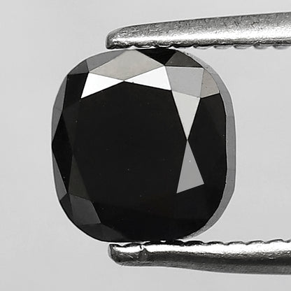 1.55 CT Loose Black Cushion cut Diamond, Natural Treated Ethical Stone for Engagement Ring Making