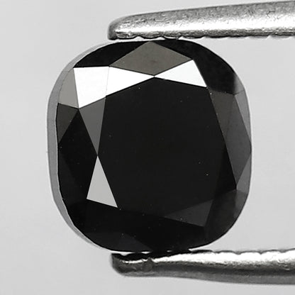 1.55 CT Loose Black Cushion cut Diamond, Natural Treated Ethical Stone for Engagement Ring Making
