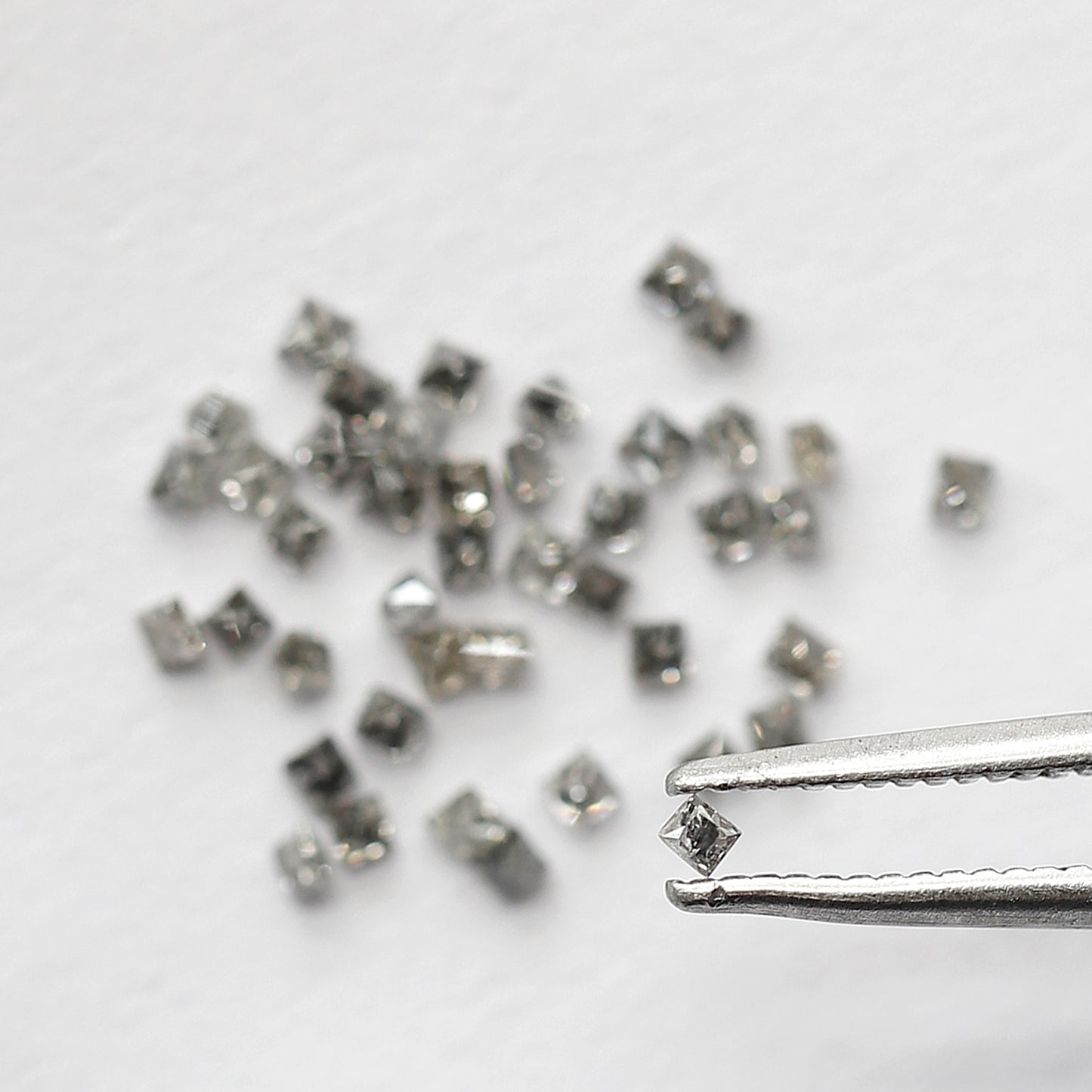 Princess Cut Salt and Pepper Diamond Lot 0.82 CT, Natural Gray Black 43 Pcs Loose Diamonds, Raw Earth Mined Stones for Jewelry