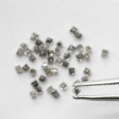 Princess Cut Salt and Pepper Diamond Lot 0.82 CT, Natural Gray Black 43 Pcs Loose Diamonds, Raw Earth Mined Stones for Jewelry