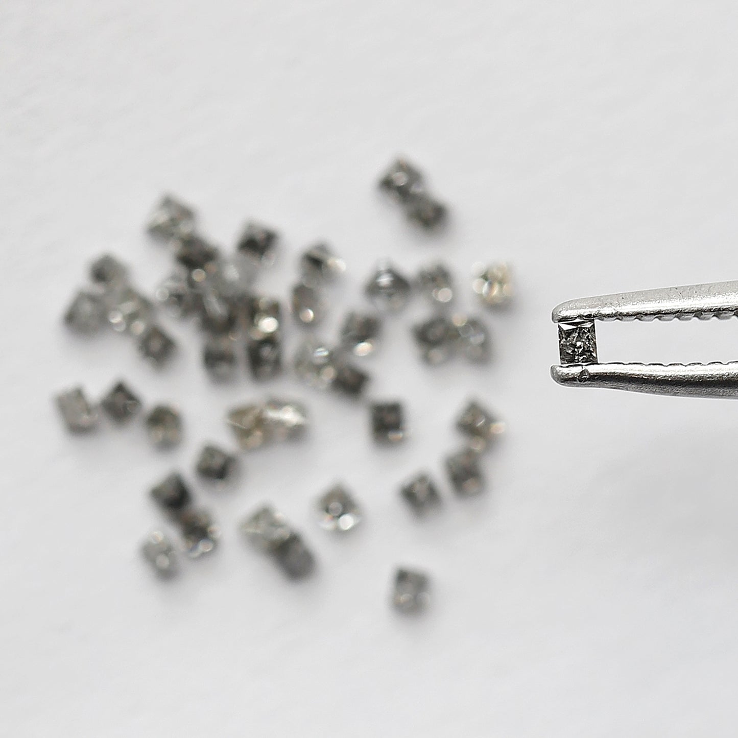 Princess Cut Salt and Pepper Diamond Lot 0.82 CT, Natural Gray Black 43 Pcs Loose Diamonds, Raw Earth Mined Stones for Jewelry