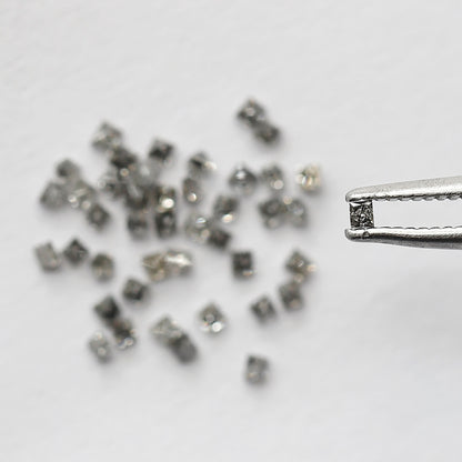 Princess Cut Salt and Pepper Diamond Lot 0.82 CT, Natural Gray Black 43 Pcs Loose Diamonds, Raw Earth Mined Stones for Jewelry