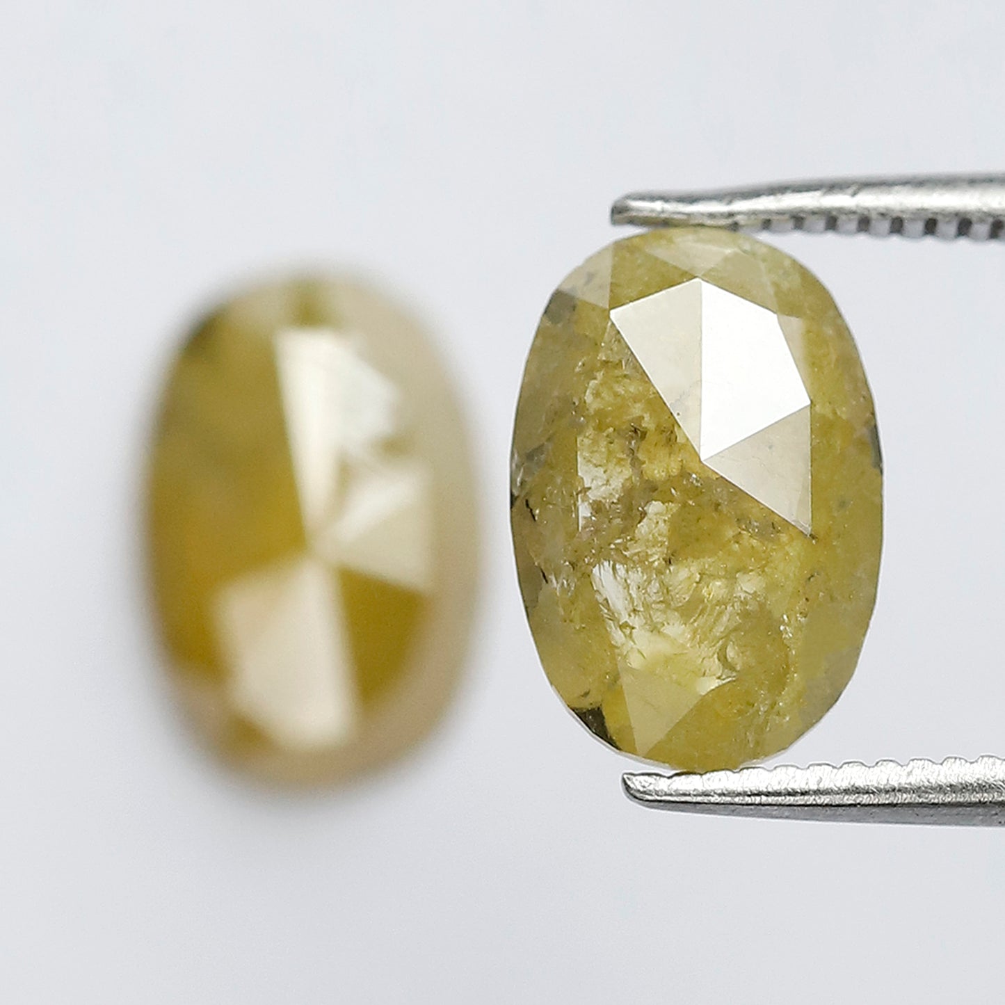 3.26 CT Oval Loose Diamond Pair, Natural Yellowish Earth Mined Rustic Diamonds For Jewelry