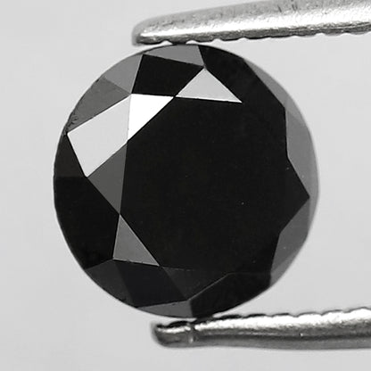 Natural Treated 1.54 CT Round Brilliant Cut Black Diamond, Loose Ethical Diamond for Engagement & Bridal Ring