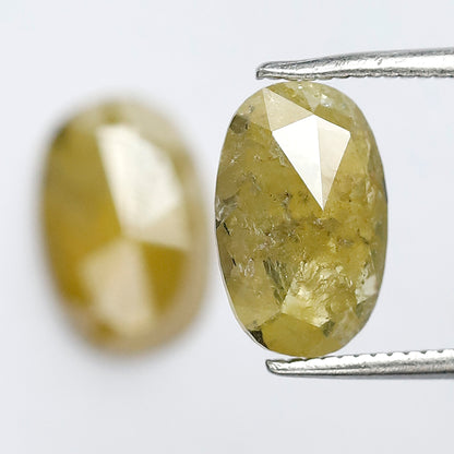 3.26 CT Oval Loose Diamond Pair, Natural Yellowish Earth Mined Rustic Diamonds For Jewelry