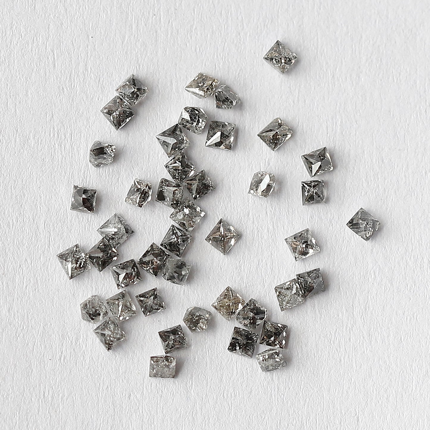 Princess Cut Salt and Pepper Diamond Lot 0.82 CT, Natural Gray Black 43 Pcs Loose Diamonds, Raw Earth Mined Stones for Jewelry