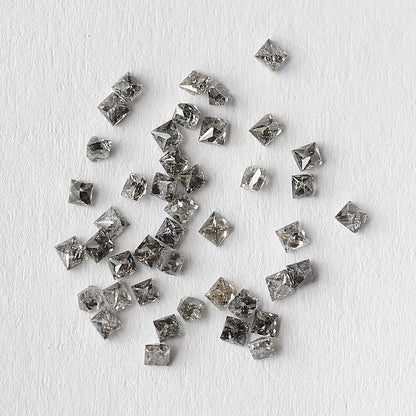 Princess Cut Salt and Pepper Diamond Lot 0.82 CT, Natural Gray Black 43 Pcs Loose Diamonds, Raw Earth Mined Stones for Jewelry
