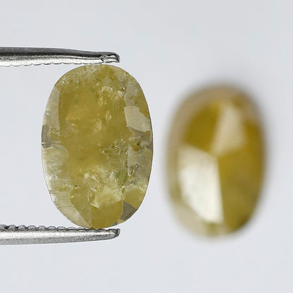 3.26 CT Oval Loose Diamond Pair, Natural Yellowish Earth Mined Rustic Diamonds For Jewelry