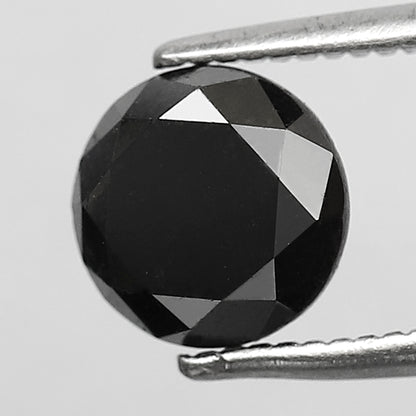 Natural Treated 1.54 CT Round Brilliant Cut Black Diamond, Loose Ethical Diamond for Engagement & Bridal Ring