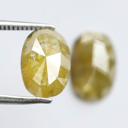 3.26 CT Oval Loose Diamond Pair, Natural Yellowish Earth Mined Rustic Diamonds For Jewelry