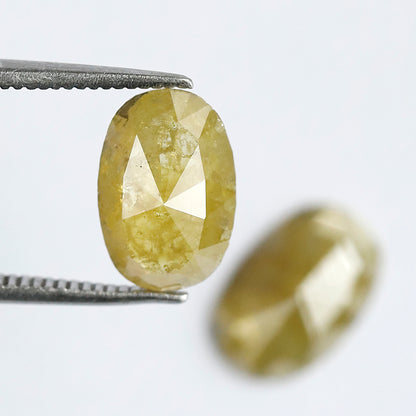 3.26 CT Oval Loose Diamond Pair, Natural Yellowish Earth Mined Rustic Diamonds For Jewelry