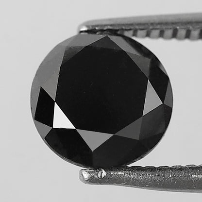 Natural Treated 1.54 CT Round Brilliant Cut Black Diamond, Loose Ethical Diamond for Engagement & Bridal Ring