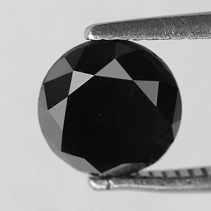Natural Treated 1.54 CT Round Brilliant Cut Black Diamond, Loose Ethical Diamond for Engagement & Bridal Ring