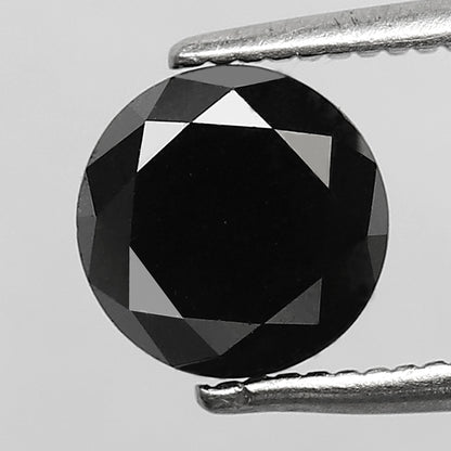 Natural Treated 1.54 CT Round Brilliant Cut Black Diamond, Loose Ethical Diamond for Engagement & Bridal Ring