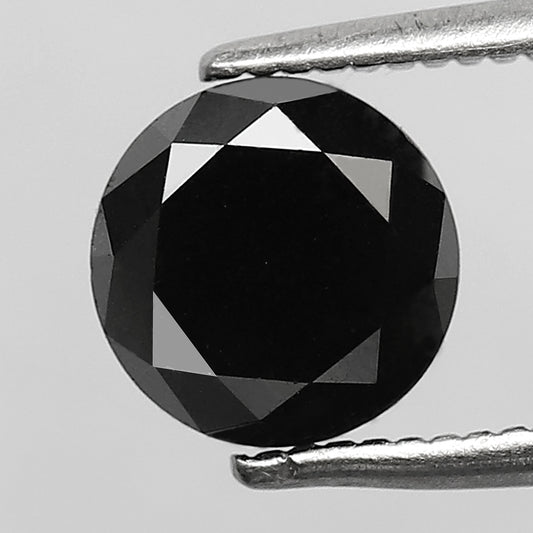 Natural Treated 1.54 CT Round Brilliant Cut Black Diamond, Loose Ethical Diamond for Engagement & Bridal Ring