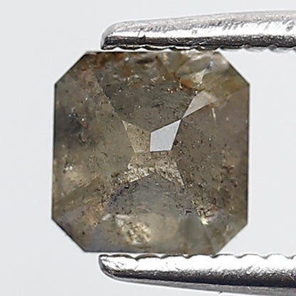 0.80 Ct Square Emerald Shape Salt and Pepper Diamond 5 MM Greenish Gray Color Natural Loose Diamond